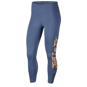 Nike One Dri-Fit Performance Tight Graffiti Print Blue Size Small